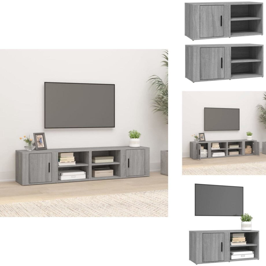 vidaXL Tv-kast - Tv-kasten - Tv-meubel - Hifi-meubel - Tv-meubels 2 st 80x31,5x36 cm bewerkt hout grijs sonoma eiken afbeelding 1