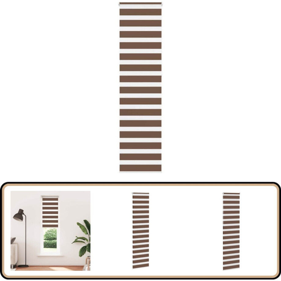 vidaXL Zebra rolgordijn - 55x230 cm - Bruin - Polyester Zebra Gordijn - Rolgordijn - Zonwering - Privacy Screen - Interieur Decoratie vidaXL Zebra rolgordijn - 55x230 cm - Bruin - Polyester Zebra Gordijn - Rolgordijn - Zonwering - Privacy Screen - Interieur Decoratie afbeelding 1