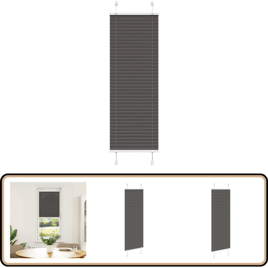 vidaXL Plisségordijn - 45x150 cm - Zwart - Polyester Plisségordijn - Gordijnen - Raamdecoratie - Privacy Screen - Zonwering afbeelding 1
