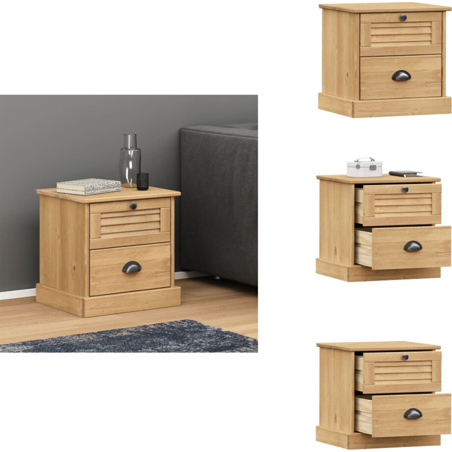 vidaXL Nachtkastje - Nachtkastjes - Nacht Kastje - Kastje - Nachtkastje VIGO 42x35x42 cm massief grenenhout afbeelding 1