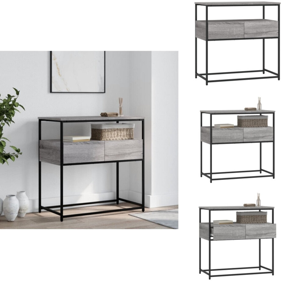 vidaXL Wandtafel - Wandtafels - Bijzettafel - Console Tafel - Wandtafel 75x40x75 cm bewerkt hout grijs sonoma eikenkleurig vidaXL Wandtafel - Wandtafels - Bijzettafel - Console Tafel - Wandtafel 75x40x75 cm bewerkt hout grijs sonoma eikenkleurig afbeelding 1