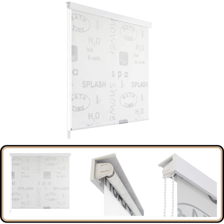 vidaXL Douche Rolgordijn 140x240 cm - Splash Design Rolgordijn - Douchegordijn - Badkamerroutine - Waterproof - Snel Drogend afbeelding 1