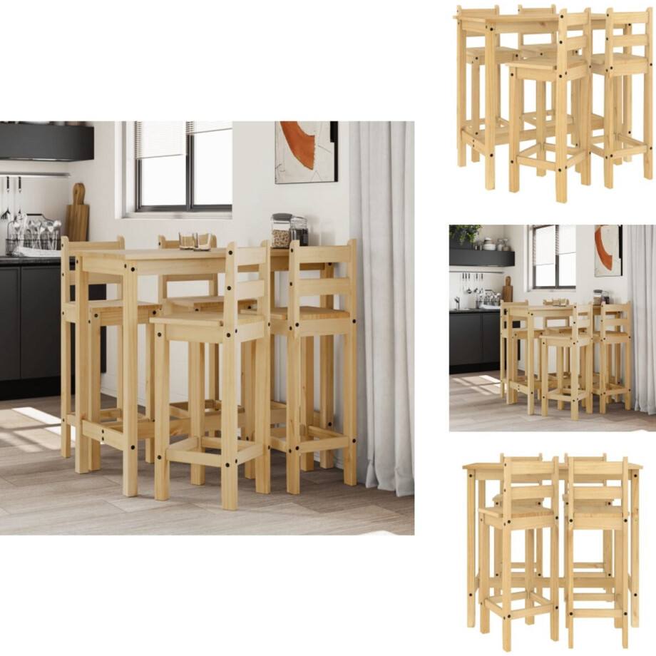 vidaXL Barset - Barsets - Pubset - Bistroset - 5-delige Barset massief grenenhout afbeelding 1