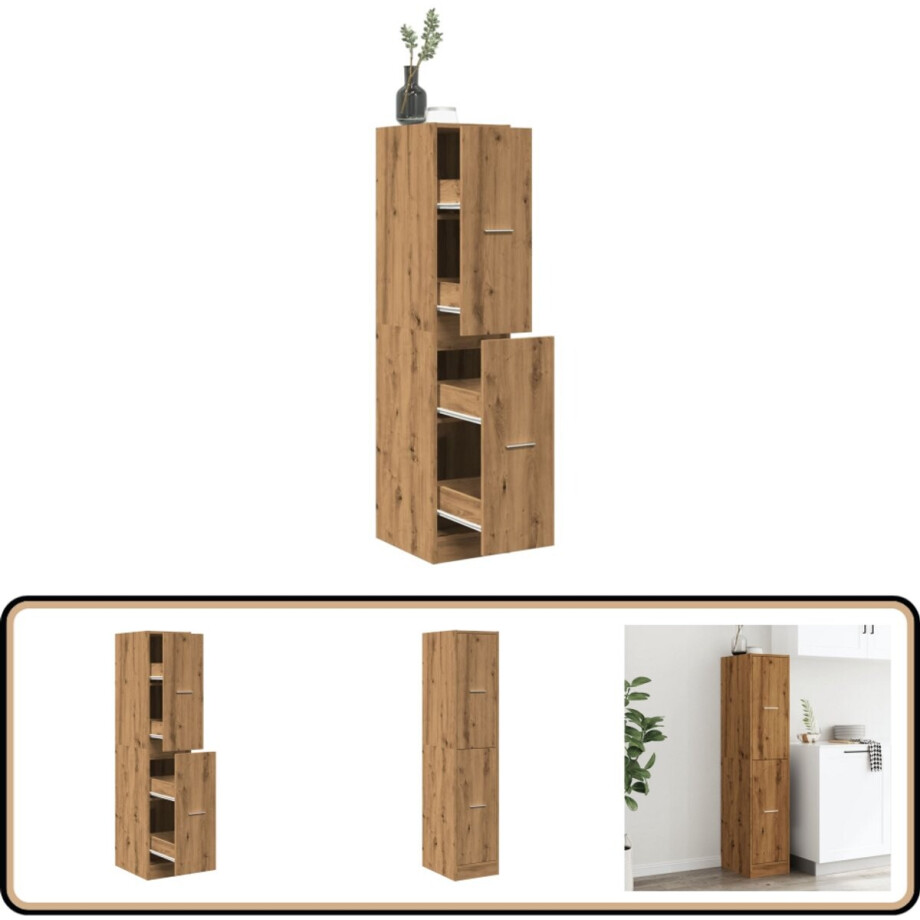 vidaXL Apothekerskast - 144,5 cm - Artisanaal Eiken Apothekerskast - Apothekerskasten - Apothekerskast Keuken - Apotheekkast vidaXL Apothekerskast - 144,5 cm - Artisanaal Eiken Apothekerskast - Apothekerskasten - Apothekerskast Keuken - Apotheekkast afbeelding 1