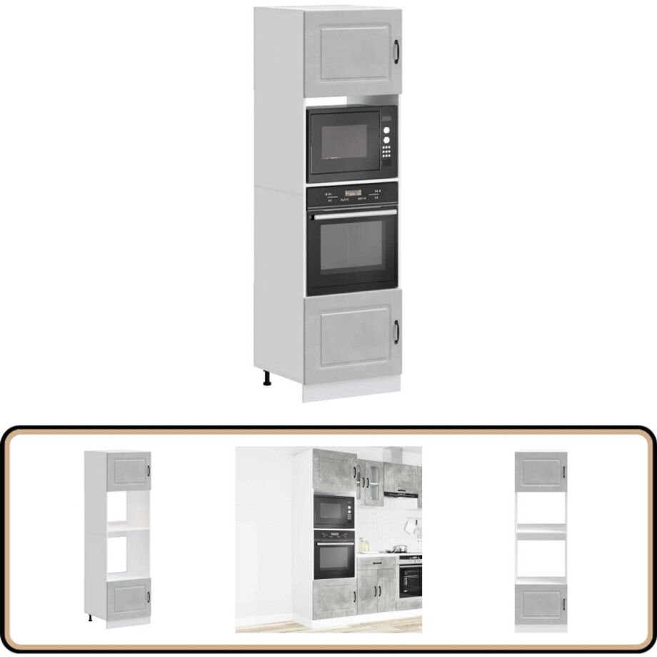 vidaXL Ovenkasten - Lucca serie - 2 stuks - Betongrijs Ovenkast - Houtsoort - Keukenopstelling - Opslagruimte - Compact Design afbeelding 1