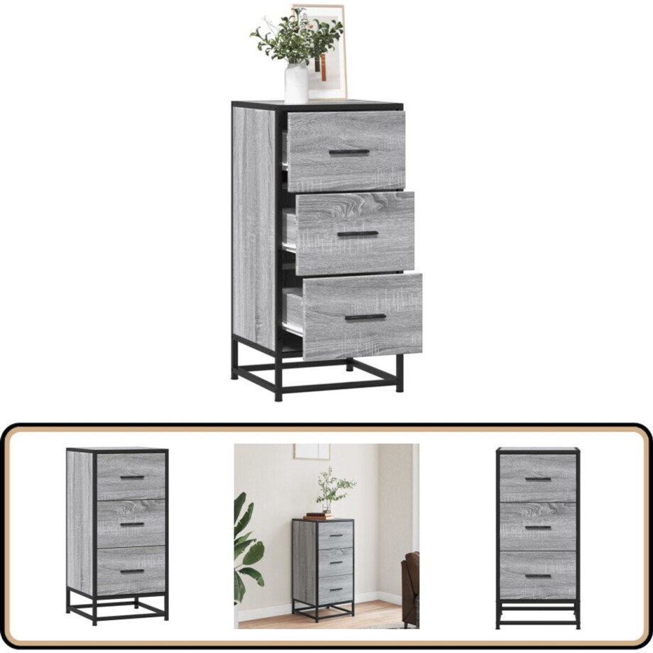 vidaXL Dressoir - 35,5x35x76 cm - Grijs Sonoma Eiken Dressoir - Opbergkast - Industrieel Design - Houten Meubel - Grijze Kleur vidaXL Dressoir - 35,5x35x76 cm - Grijs Sonoma Eiken Dressoir - Opbergkast - Industrieel Design - Houten Meubel - Grijze Kleur afbeelding 1