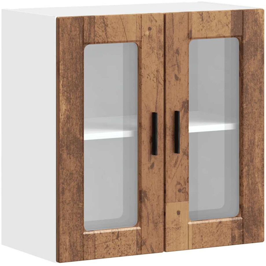 vidaXL - Keukenbovenkast - met - glazen - deur - Porto - oud - houtkleurig afbeelding 1