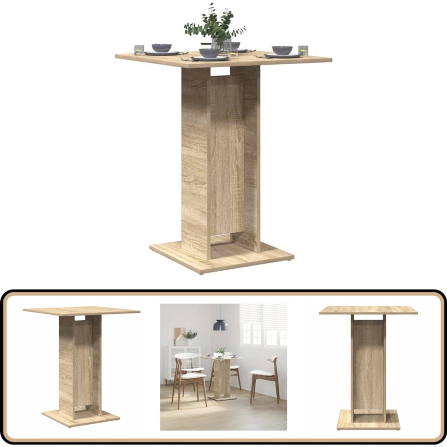 vidaXL - Bistrotafel - 60x60x75 - cm - bewerkt - hout - sonoma - eikenkleurig afbeelding 1