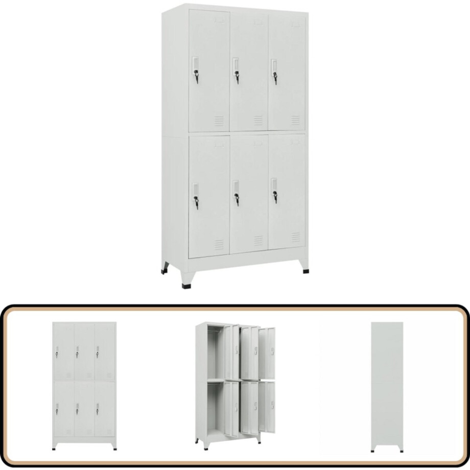 vidaXL Lockerkast 6 vakken staal 90x45x180 cm Lockerkast - Metalen Lockerkast - Staalkast - Industriële Lockerkast - Opslagkast afbeelding 1
