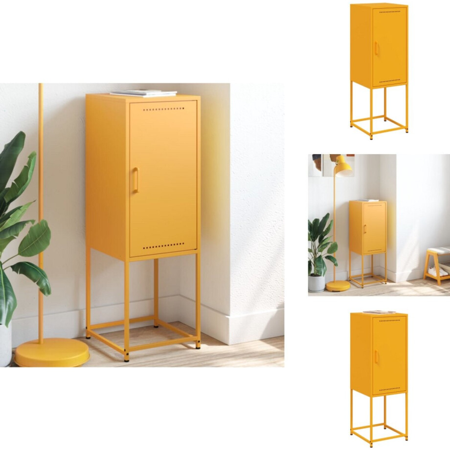 vidaXL Hoge Kast - Hoge Kasten - Hoog Dressoir - Hoge Kast Woonkamer - Hoge kast 36x39x107 cm staal mosterdgeel afbeelding 1