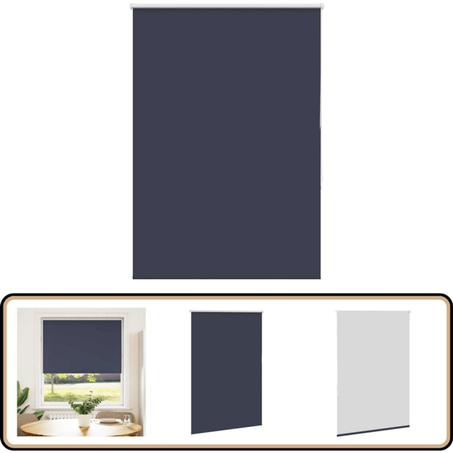 vidaXL - Rolgordijn - verduisterend - 115x175 - cm - stofbreedte - 110,7 - cm - blauw afbeelding 1