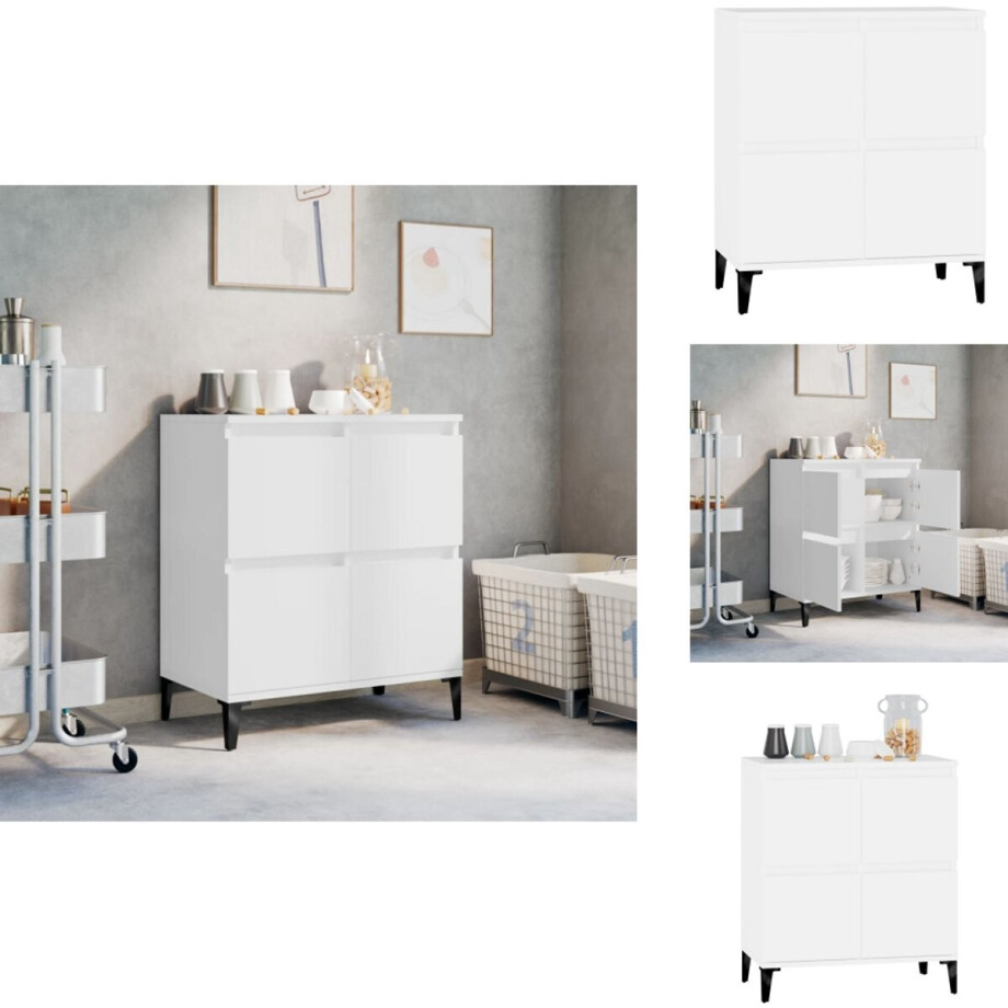 vidaXL Dressoir - Dressoirs - Kast - Wandkast - Dressoir 60x35x70 cm bewerkt hout wit afbeelding 1