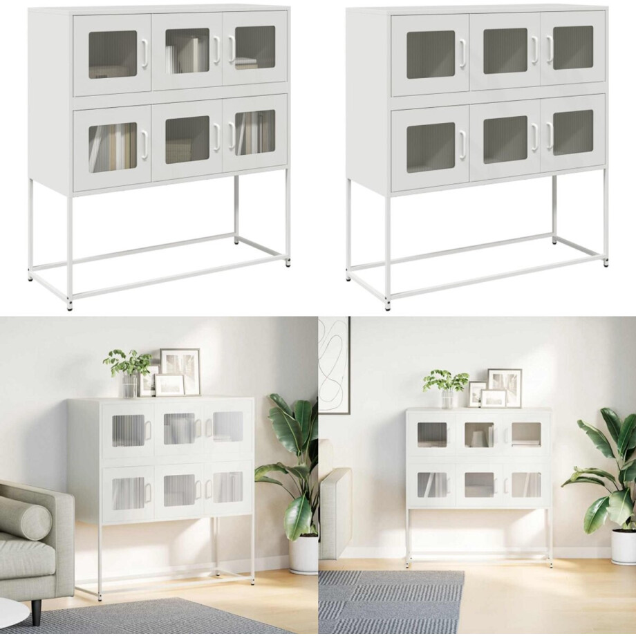 vidaXL Dressoir 100,5x39x107 cm koudgewalst staal wit - Dressoir - Dressoirs - Opbergkast - Buffet vidaXL Dressoir 100,5x39x107 cm koudgewalst staal wit - Dressoir - Dressoirs - Opbergkast - Buffet afbeelding 1