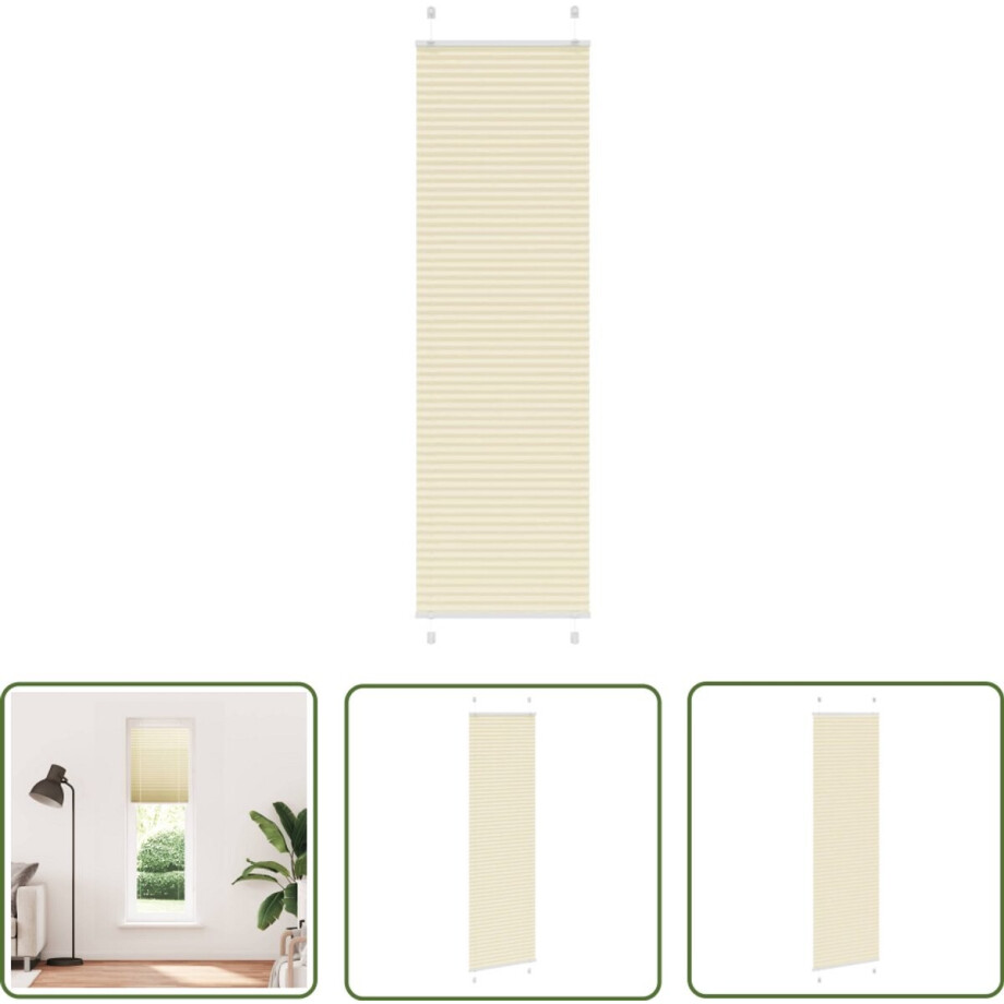 vidaXL Plisségordijn - 60x200 cm - Crème - Polyester Plisségordijn - Raamdecoratie - Gordijnen - Crème Kleurig - Woonkamer Decoratie afbeelding 1