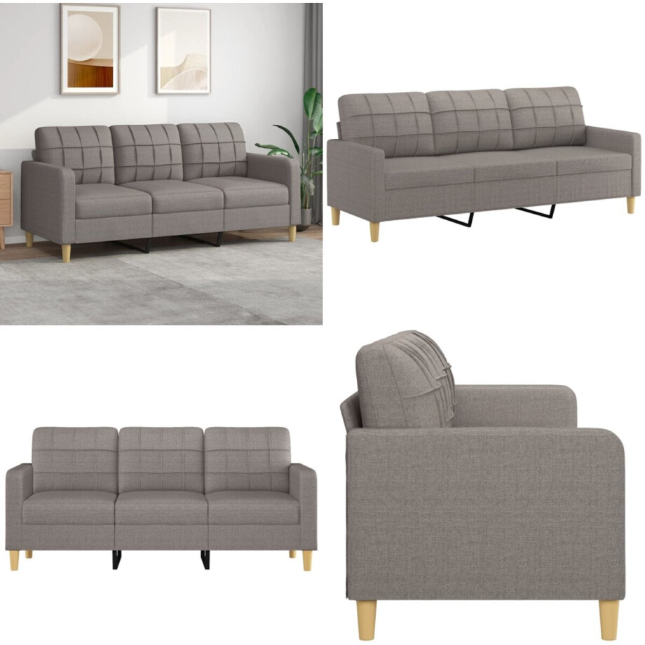 vidaXL Driezitsbank 180 cm stof taupe - 3-zitsbank - 3-zitsbanken - Bank - Driezitsbank vidaXL Driezitsbank 180 cm stof taupe - 3-zitsbank - 3-zitsbanken - Bank - Driezitsbank afbeelding 1