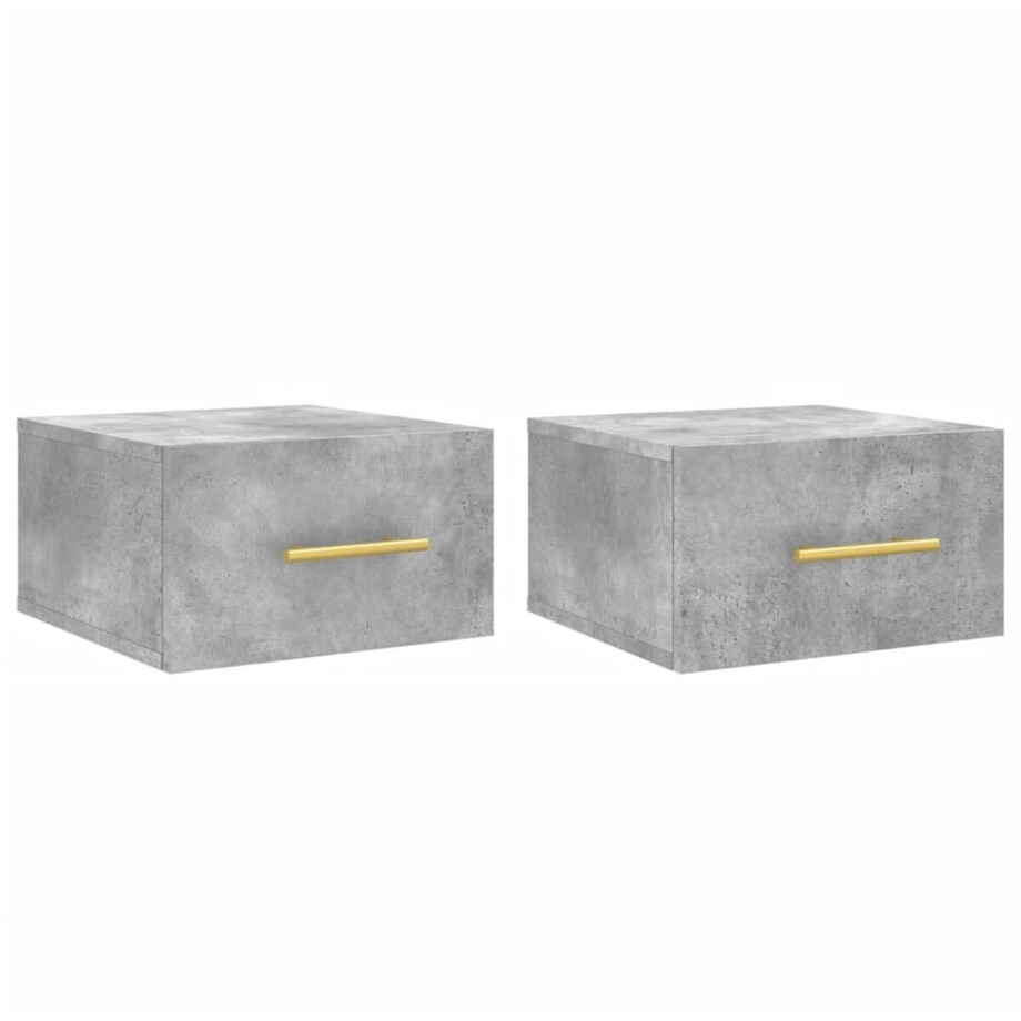 vidaXL - Nachtkastjes - 2 - st - wandgemonteerd - 35x35x20 - cm - betongrijs afbeelding 1