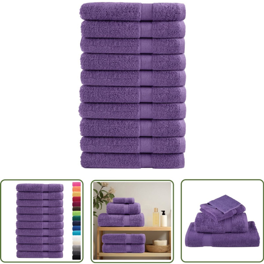 vidaXL Saunadok - Saunahanddoek - Saunadoeken SOLUND 10 st 600 g/m² 80x200 cm paars - Handdoek - Baddoek - Katoen Handdoek vidaXL Saunadok - Saunahanddoek - Saunadoeken SOLUND 10 st 600 g/m² 80x200 cm paars - Handdoek - Baddoek - Katoen Handdoek afbeelding 1