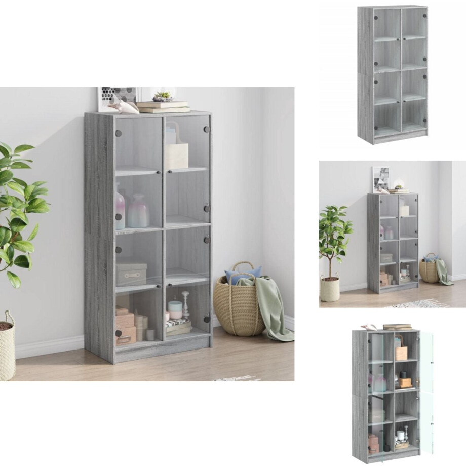 vidaXL Hoge Kast - Hoge Kasten - Houten Kast - Opbergkast - Hoge kast met deuren 68x37x142 cm bewerkt hout grijs sonoma vidaXL Hoge Kast - Hoge Kasten - Houten Kast - Opbergkast - Hoge kast met deuren 68x37x142 cm bewerkt hout grijs sonoma afbeelding 1