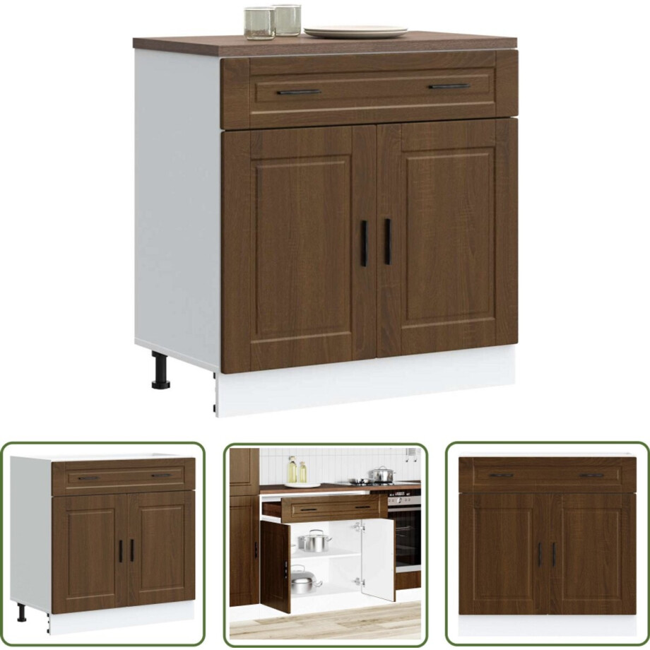 vidaXL Keuken onderkast Porto bruin eikenhout Keukenonderkast - Houten Keukenkasten - Bruine Eiken Meubels - Opslagoplossing Keuken - Keuken Organisatie afbeelding 1