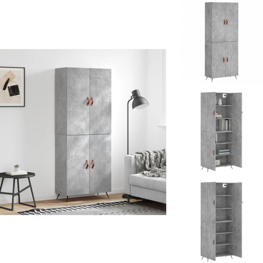 vidaXL Hoge Kast - Hoge Kasten - Dressoir - Buffetkast - Hoge kast 69,5x34x180 cm bewerkt hout betongrijs vidaXL Hoge Kast - Hoge Kasten - Dressoir - Buffetkast - Hoge kast 69,5x34x180 cm bewerkt hout betongrijs afbeelding 1