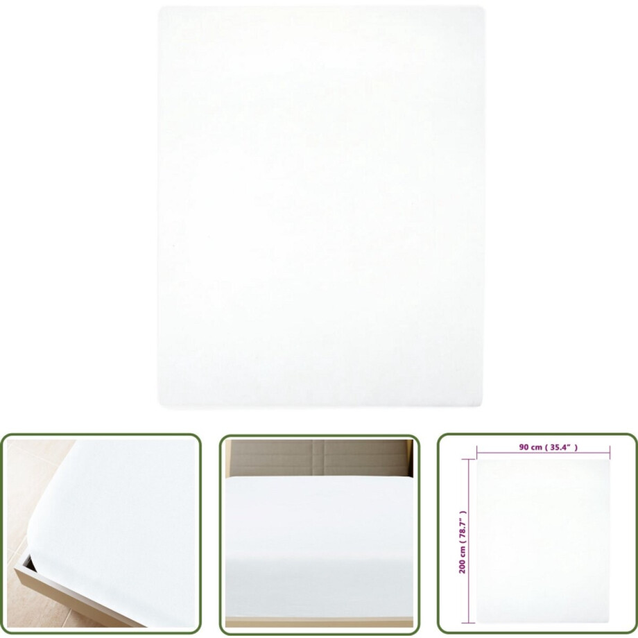 vidaXL Jersey Hoeslakens - 90x200 cm - Wit - 2 st Hoeslaken - Jersey Hoeslaken - Katoenen Hoeslaken - Wit Hoeslaken - Slaapcomfort vidaXL Jersey Hoeslakens - 90x200 cm - Wit - 2 st Hoeslaken - Jersey Hoeslaken - Katoenen Hoeslaken - Wit Hoeslaken - Slaapcomfort afbeelding 1