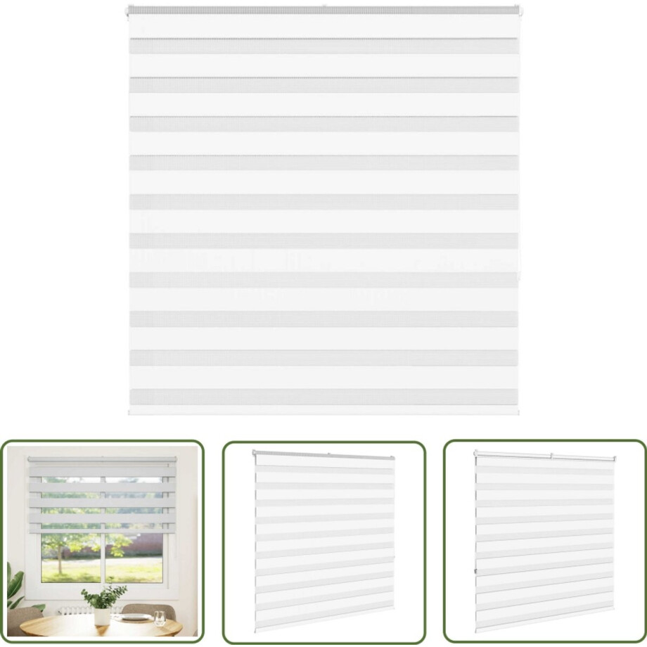 vidaXL Rolgordijn - Zebra Rolgordijnen - Zebra rolgordijn 145x150 cm stofbreedte 140,9cm polyester wit - Raamdecoratie - Privacy Screen - Lichtregelaar afbeelding 1