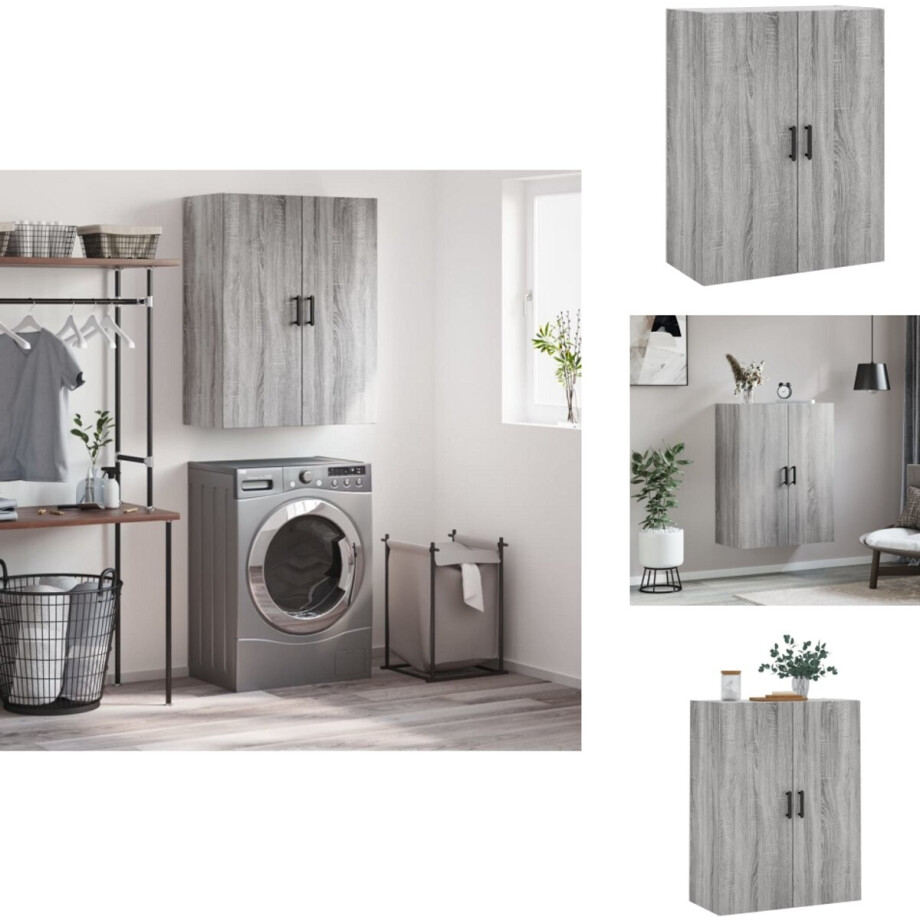 vidaXL Wandkast - Wandkasten - Hangkast - Hangende Kast - Hangkast 69,5x34x90 cm grijs sonoma eikenkleurig afbeelding 1