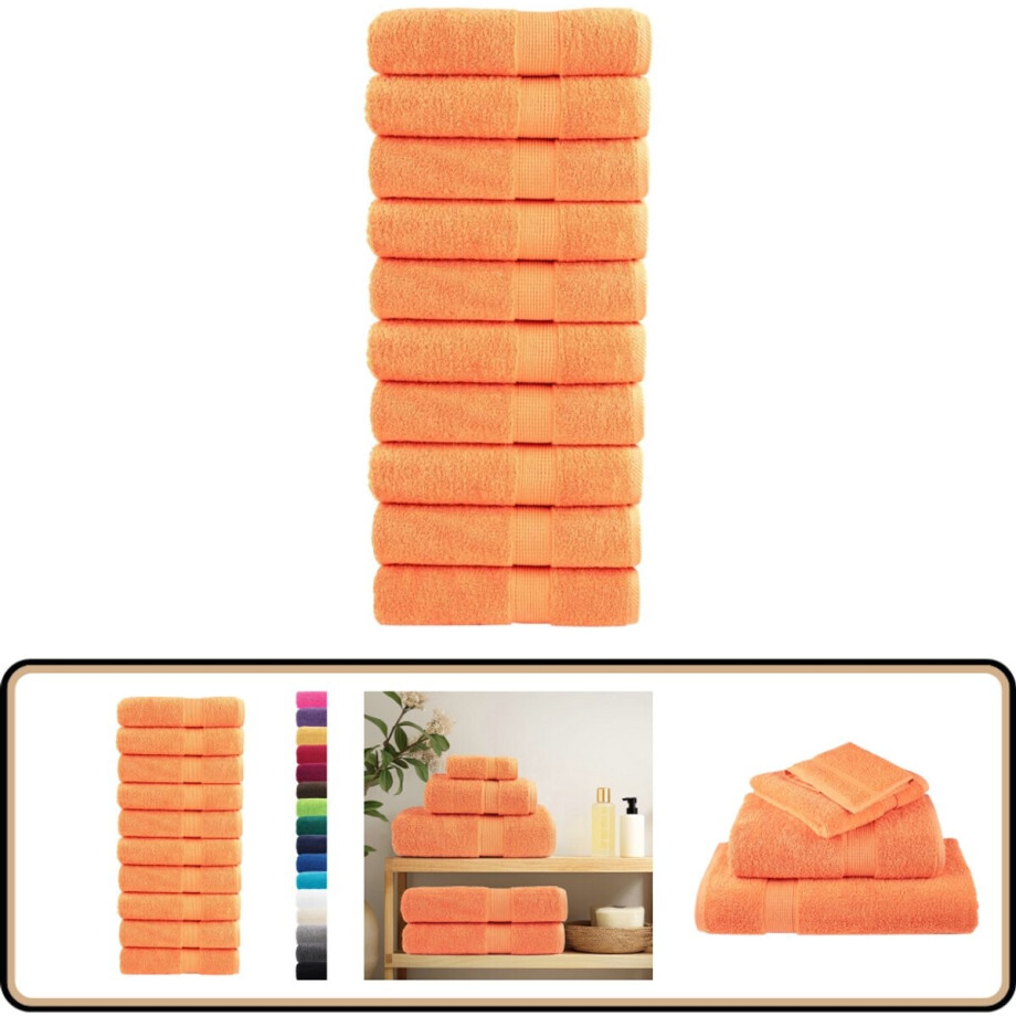 vidaXL Handdoeken SOLUND - 10 stuks - 50x100 cm - Oranje Badhanddoeken - Handdoeken Set - Keukenhanddoeken - Katoen Handdoeken - Handdoeken Oranjekleur afbeelding 1