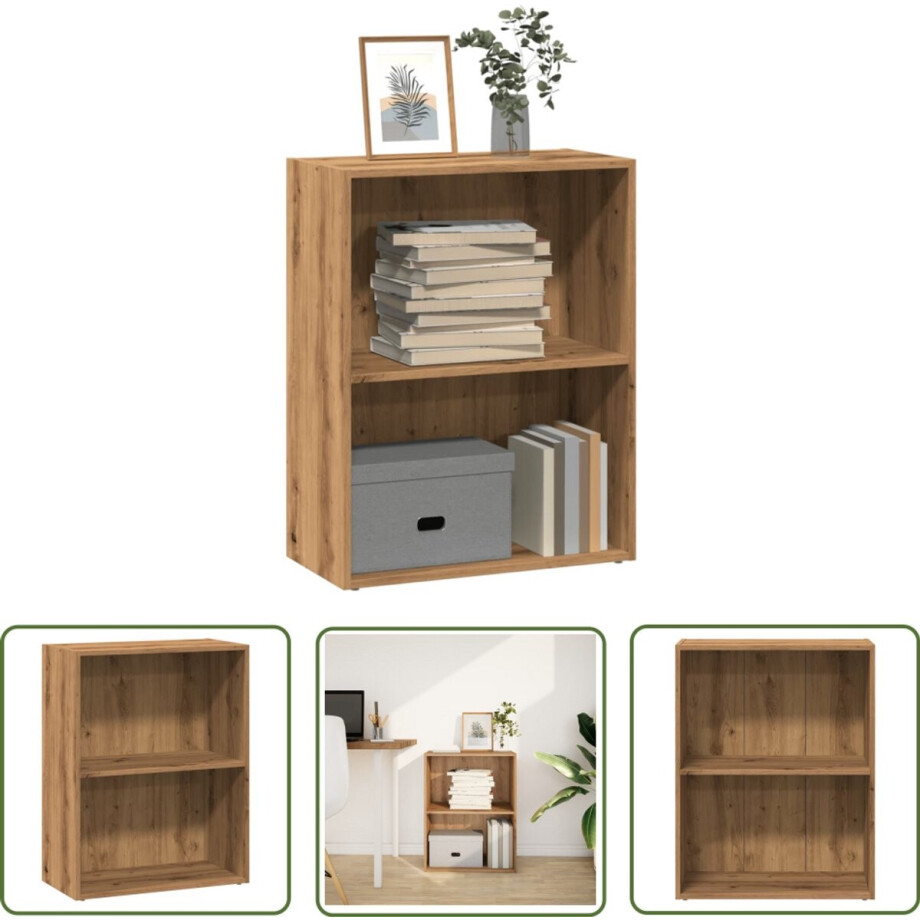 vidaXL Houten Kast - Boekenkast - Boekenkast 60x30x77 cm bewerkt hout artisanaal eikenkleurig - Opbergkast - Bibliotheekkast - Living Room Furniture afbeelding 1