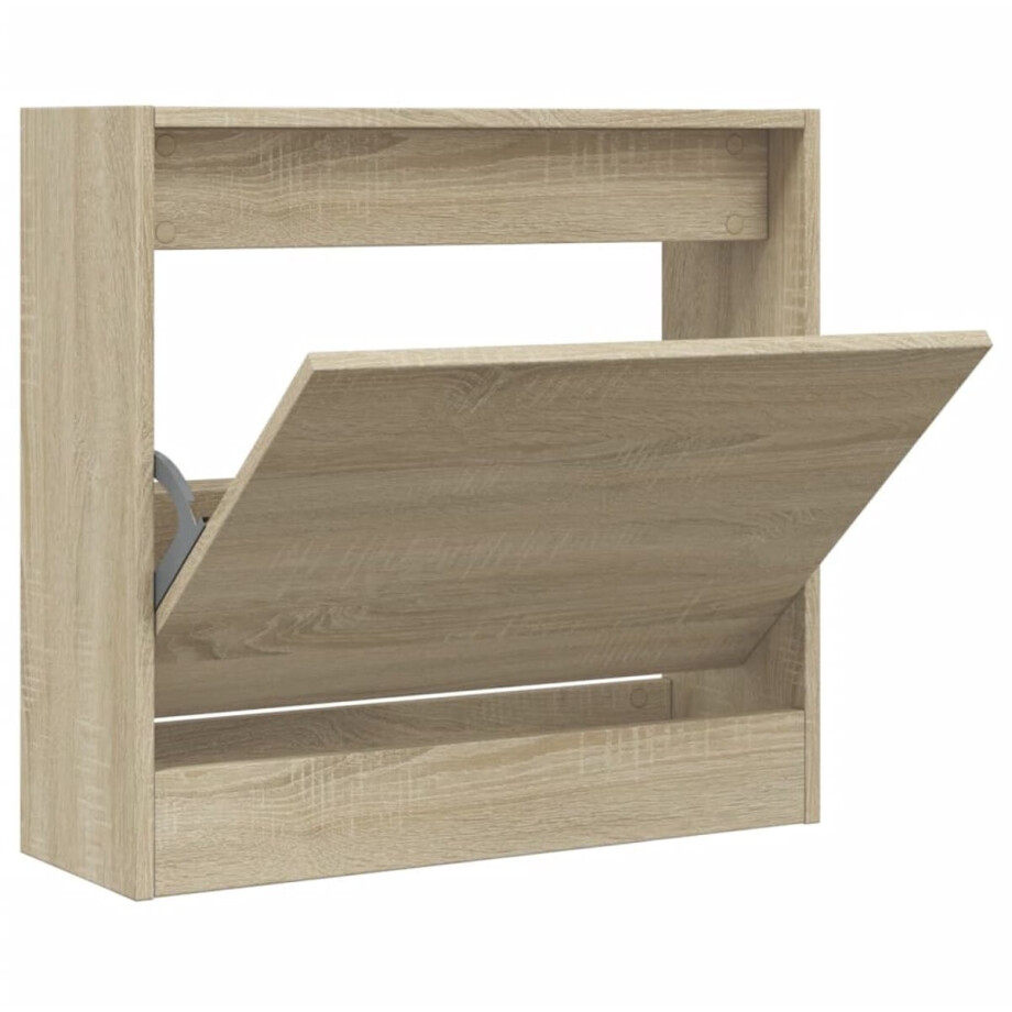 vidaXL - Schoenenkast - 60x21x57 - cm - bewerkt - hout - sonoma - eikenkleurig vidaXL - Schoenenkast - 60x21x57 - cm - bewerkt - hout - sonoma - eikenkleurig afbeelding 1