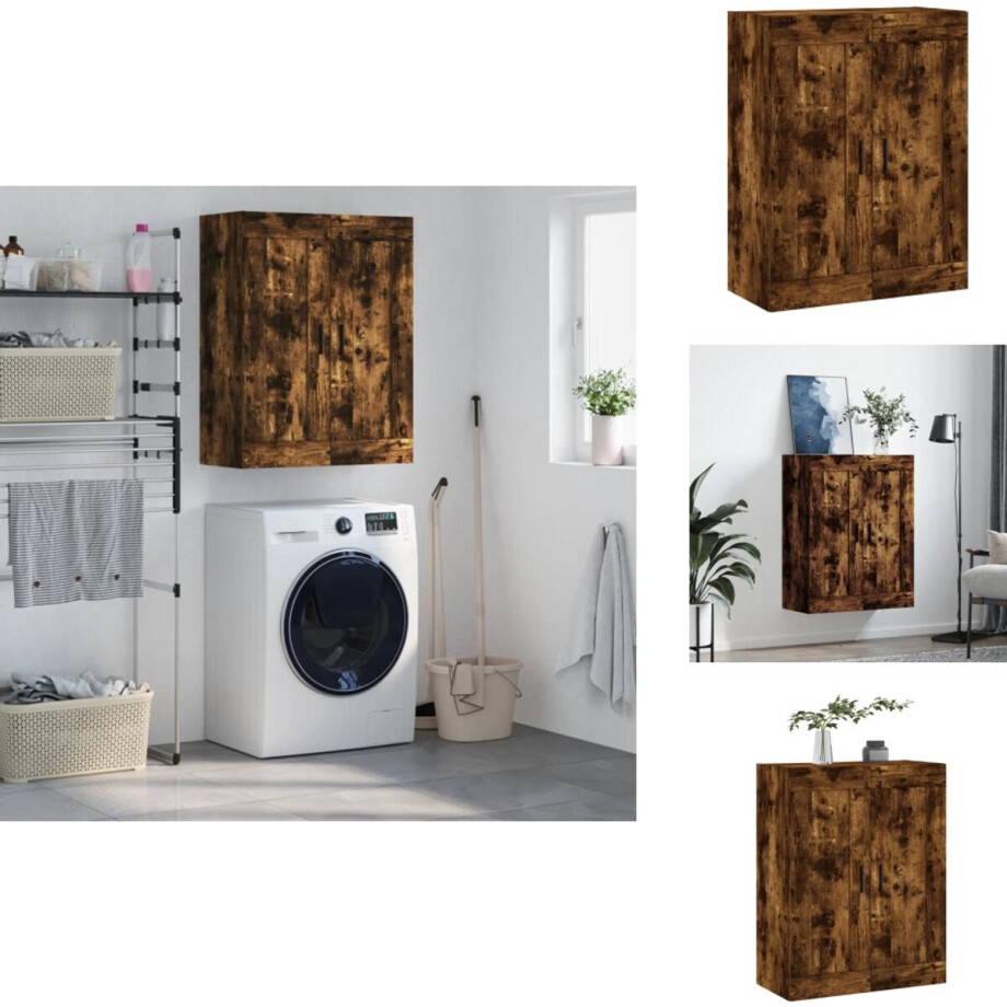 vidaXL Wandkast - Wandkasten - Hangkast - Hangende Kast - Wandkast 69,5x34x90 cm bewerkt hout gerookt eikenkleurig vidaXL Wandkast - Wandkasten - Hangkast - Hangende Kast - Wandkast 69,5x34x90 cm bewerkt hout gerookt eikenkleurig afbeelding 1