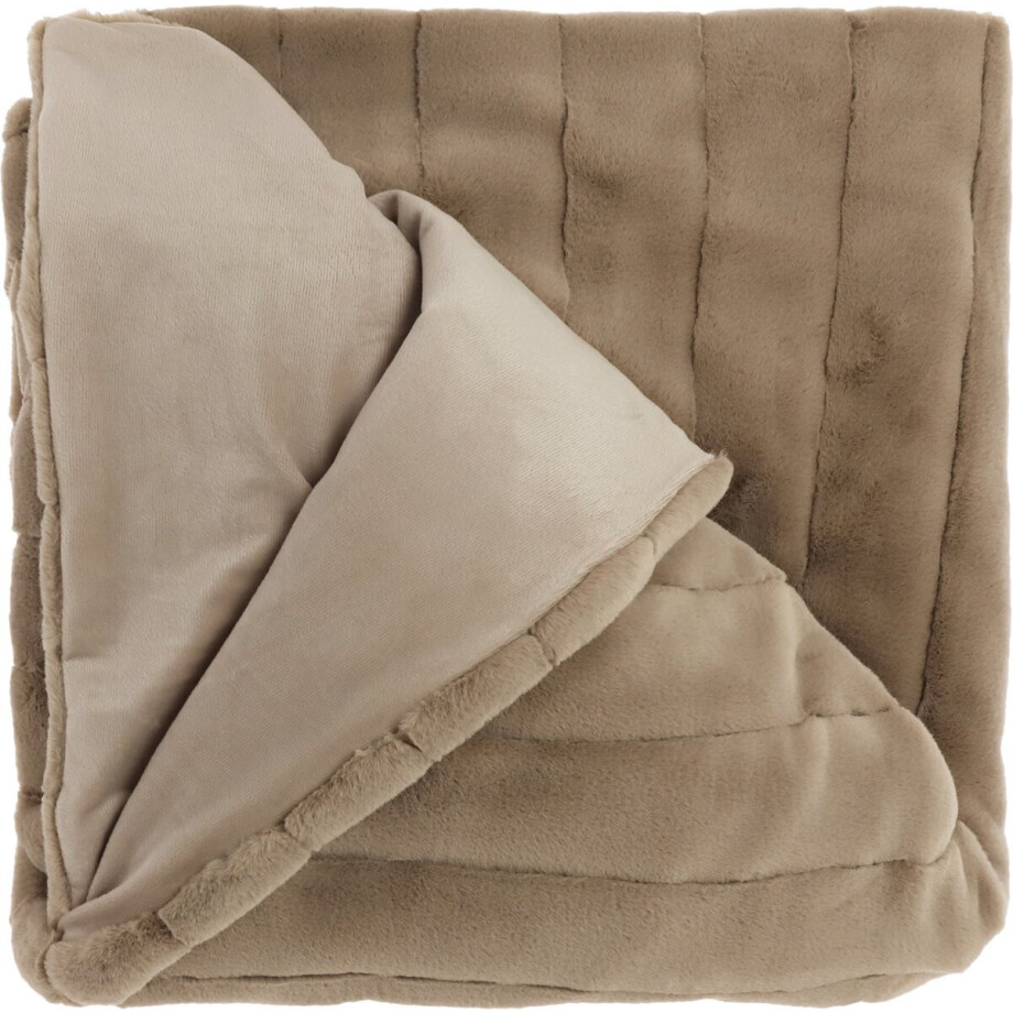Unique Living Plaid Norah - Polyester - Bruin/Taupe - 150 x 200 x 0 cm (BxHxD) afbeelding 1