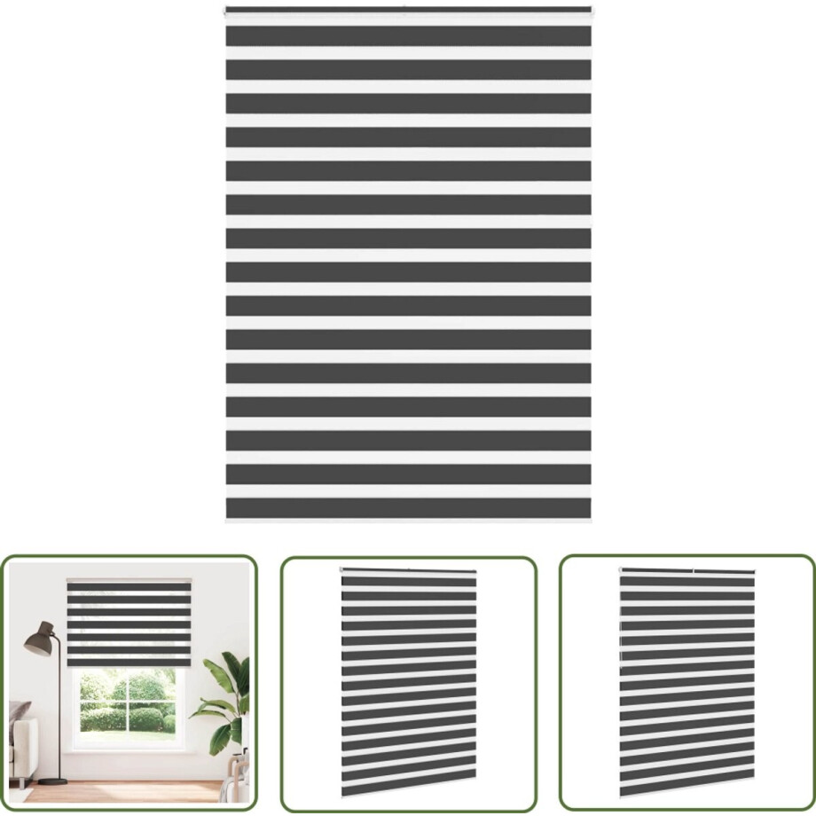 vidaXL Rolgordijn - Zebra Gordijn - Zebra rolgordijn 165x230 cm stofbreedte 160,9 cm zwart - Blackout Gordijn - Privacy Gordijn - Zonwering afbeelding 1