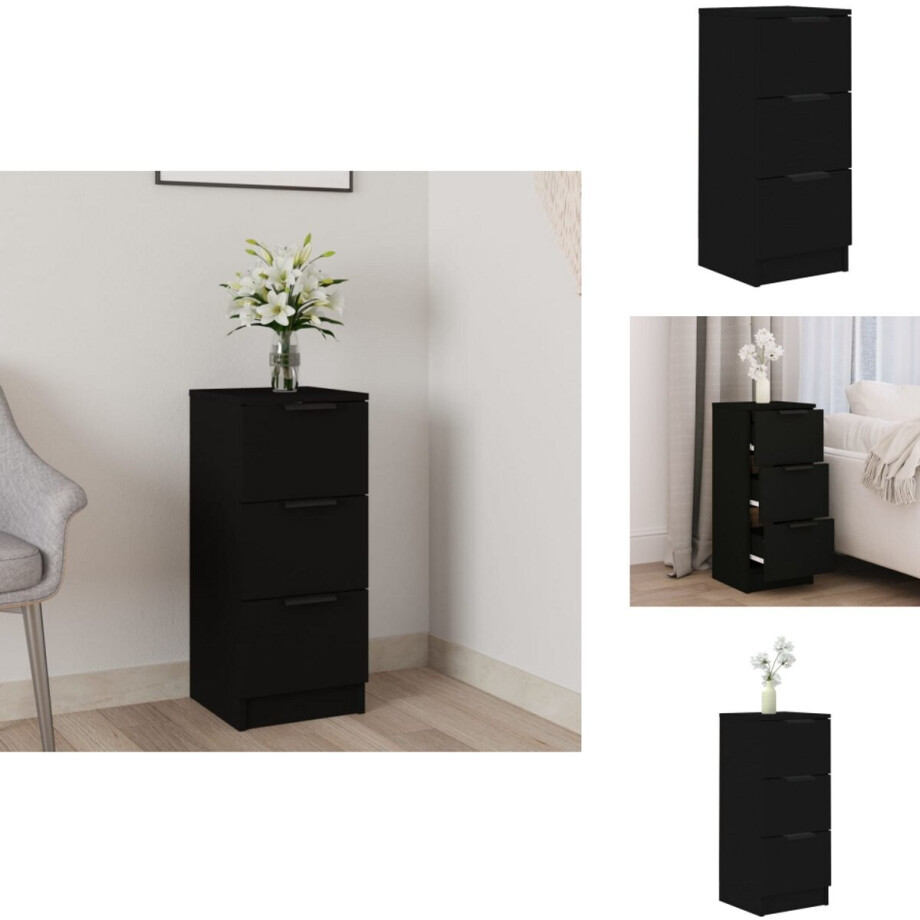 vidaXL Dressoir - Dressoirs - Kast - Nachtkastje - Dressoir 30x30x70 cm bewerkt hout zwart afbeelding 1