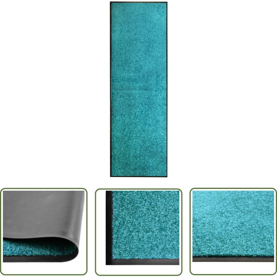 vidaXL Interieur - Deurmat - Deurmat wasbaar 60x180 cm cyaan - Exterieur - Antislip - Pvc afbeelding 1