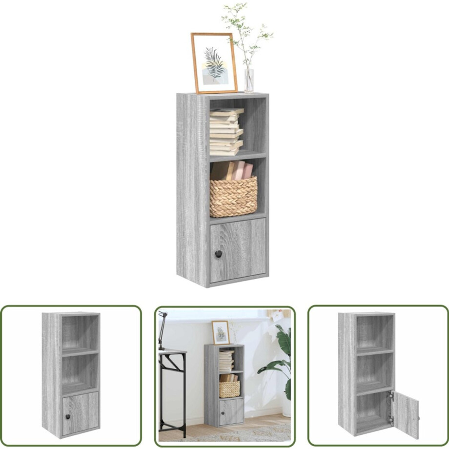 vidaXL Houten Boekenkast - Boekenkast - Boekenkast 31x24x77 cm bewerkt hout grijs sonoma eikenkleurig - Grijze Boekenkast - Boekenplank - Opslagkast afbeelding 1