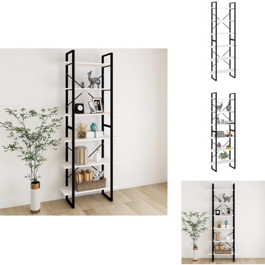 vidaXL Hoge Kast - Hoge Kasten - Boekenkast - Boekenkasten - Hoge kast 80x30x210 cm massief grenenhout wit afbeelding 1