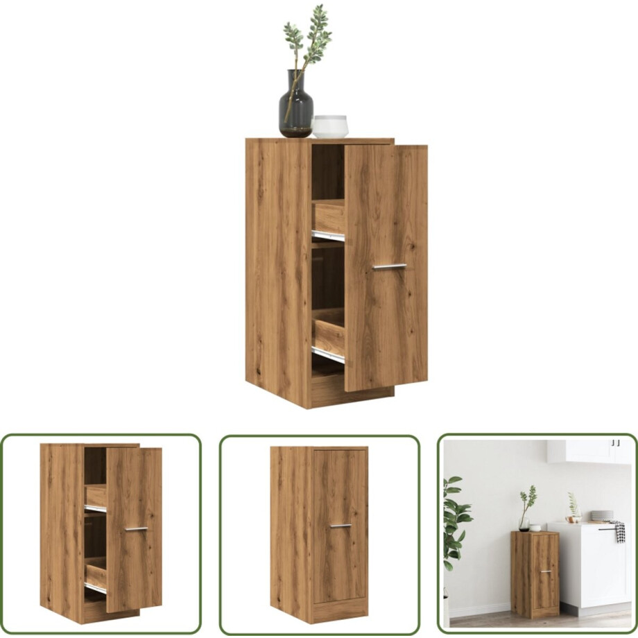 vidaXL Houten Kast - Apothekerkast - Apothekerskast 30x41x77,5 cm bewerkt hout artisanaal eikenkleur - Opslagkast - Vintage Kast - Landelijke Kast afbeelding 1