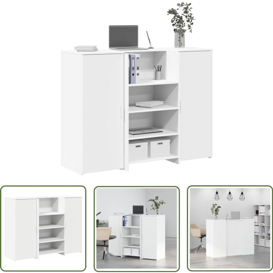vidaXL Houten Balie - Receptiebalie - Receptiebalie 135x50x103,5 cm bewerkt hout wit - Bureaubalie - Kantoorbalie - Ontvangsttafel vidaXL Houten Balie - Receptiebalie - Receptiebalie 135x50x103,5 cm bewerkt hout wit - Bureaubalie - Kantoorbalie - Ontvangsttafel afbeelding 1