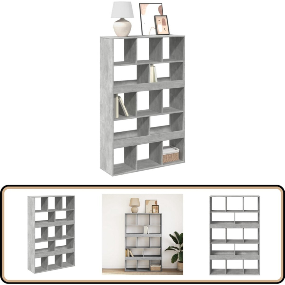 vidaXL Boekenkast 13 vakken betongrijs hout Boekenkast - Boekenkasten - Boeken Plank - Schappenkast afbeelding 1
