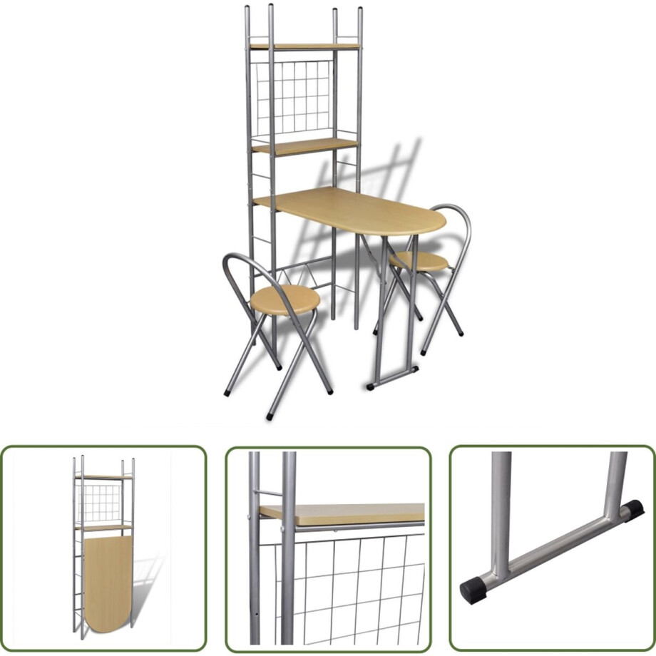 vidaXL Eetkamerstoel - Ontbijttafel - Ontbijttafelset met twee stoelen (inklapbaar) - Inklapbare Tafel - Compact Meubilair - Multifunctionele Tafel vidaXL Eetkamerstoel - Ontbijttafel - Ontbijttafelset met twee stoelen (inklapbaar) - Inklapbare Tafel - Compact Meubilair - Multifunctionele Tafel afbeelding 1
