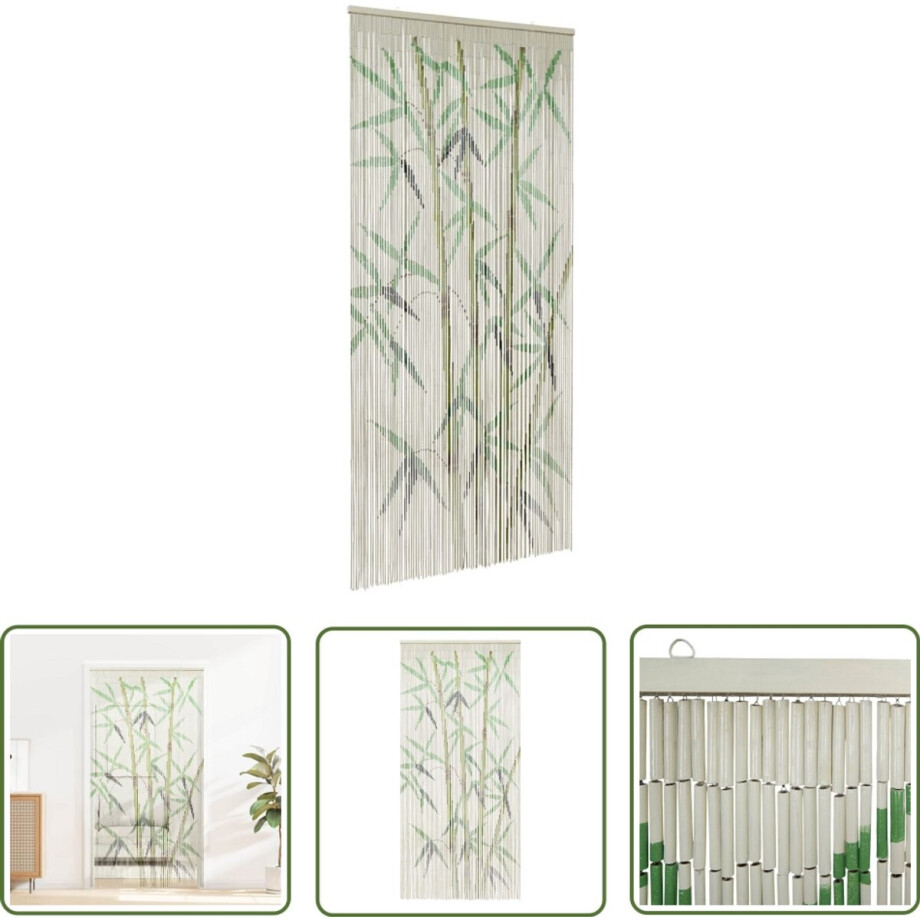 vidaXL Bamboe Gordijn - Insectengordijn - Insectengordijn bamboe print 100x220 cm bamboe - Vliegendis - Mugafscheiding - Hordeur afbeelding 1