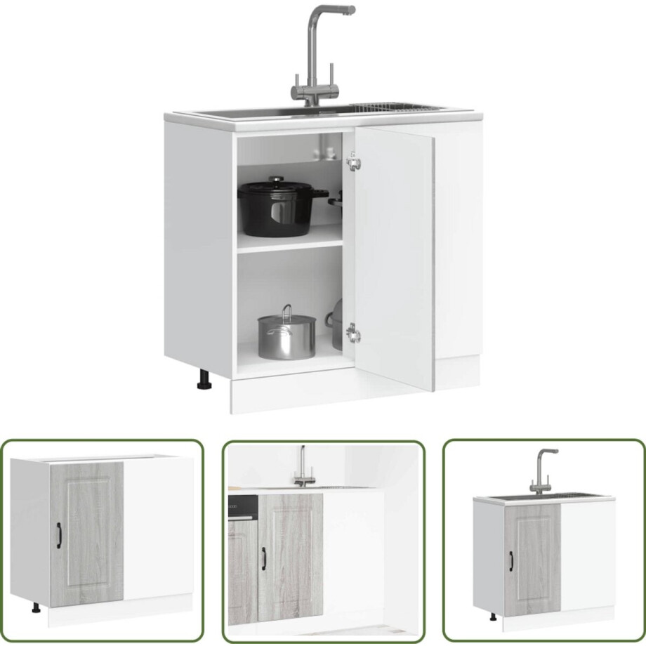 vidaXL Onderkast - Keuken Kast - Keuken onderkast Kalmar bewerkt hout grijs sonoma eiken - Grijze Keuken - Houten Keuken - Kalmar Serie vidaXL Onderkast - Keuken Kast - Keuken onderkast Kalmar bewerkt hout grijs sonoma eiken - Grijze Keuken - Houten Keuken - Kalmar Serie afbeelding 1