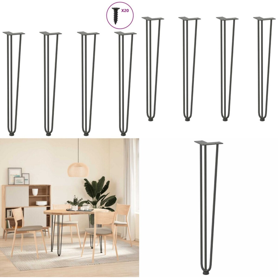 vidaXL Haarspeld tafelpoten 4 st 72 cm massief staal antracietkleurig - Haarspeld Tafelpoot - Haarspeld Tafelpoten - Haarspeldpoot - Salontafelpoot vidaXL Haarspeld tafelpoten 4 st 72 cm massief staal antracietkleurig - Haarspeld Tafelpoot - Haarspeld Tafelpoten - Haarspeldpoot - Salontafelpoot afbeelding 1