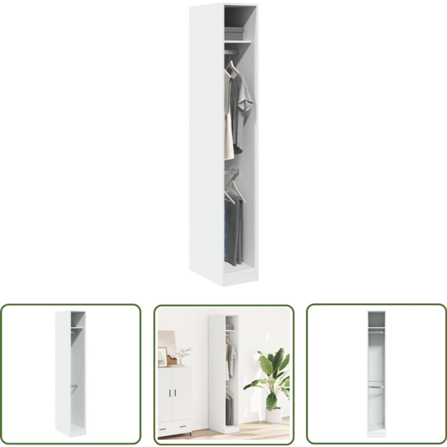 vidaXL Kast - Kledingkast - Kledingkast 30x50x200 cm bewerkt hout wit - Bergruimte - Houten Kast - Witte Kast vidaXL Kast - Kledingkast - Kledingkast 30x50x200 cm bewerkt hout wit - Bergruimte - Houten Kast - Witte Kast afbeelding 1