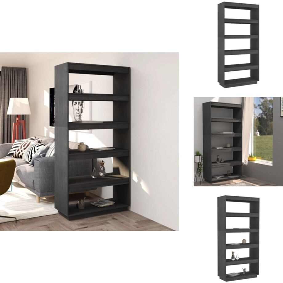 vidaXL Boekenkast - Boekenkasten - Houten Boekenkast - Kamerscherm - Boekenkast/kamerscherm 80x35x167 cm massief grenenhout grijs vidaXL Boekenkast - Boekenkasten - Houten Boekenkast - Kamerscherm - Boekenkast/kamerscherm 80x35x167 cm massief grenenhout grijs afbeelding 1