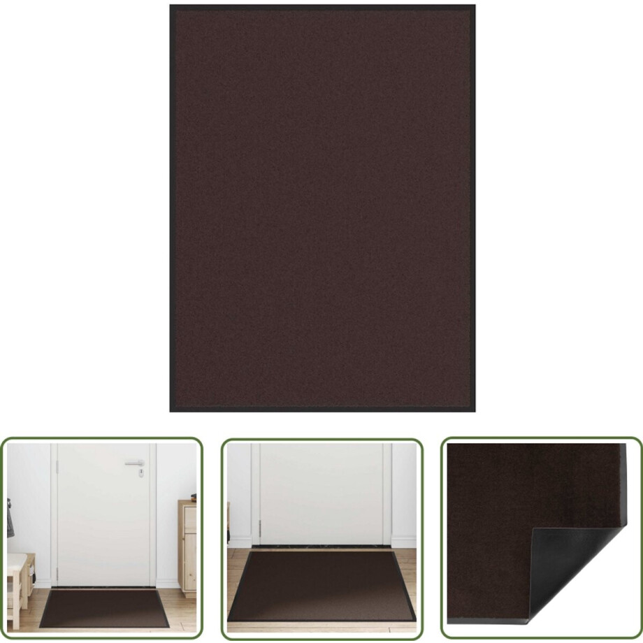 vidaXL Vloerkleed - Doorkijkmatij - Deurmat 80x120 cm bruin - Halmat - Deuromranding - Anti Slip afbeelding 1