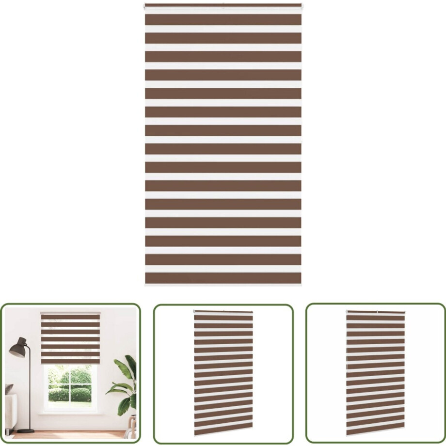 vidaXL Rolgordijn - Zebra Gordijnen - Zebra rolgordijn 130x200 cm stofbreedte 125,9cm polyester bruin - Raamdecoratie - Privacy Screen - Lichtregelaar afbeelding 1