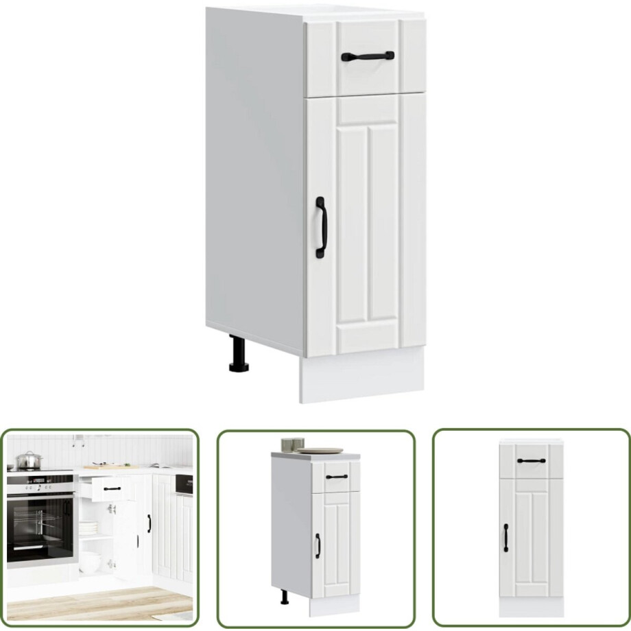 vidaXL Keukenopstelling - Keuken Onderkast - Keuken onderkast Lucca bewerkt hout wit - Opslagruimte - Houten Kast - Witte Kast afbeelding 1