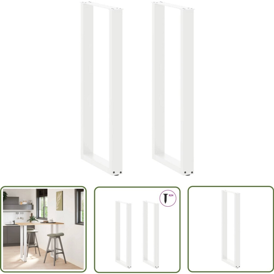 The Living Store Salontafelpoten 2 st U-vormig 50x(110-111) cm staal wit - Salontafelpoten - U-vormige Poten - Salontafel Onderstel - Metalen Poten - Witte Salontafelpoten afbeelding 1